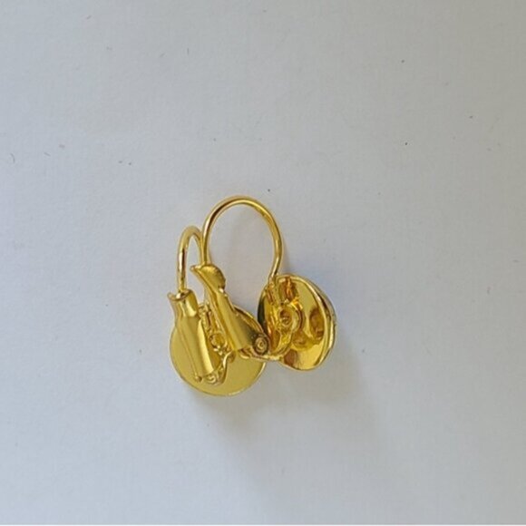 Elegant Hand Crafted Boho Blue Gold Gemstone Marble Circle Drop Dangle Earrings - Picture 9 of 14